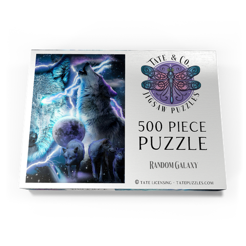 Darstellung des Puzzle Motivs Lightning Wolf Howling Beneath the Moon - Random Galaxy Lightning Wolf Howling Beneath the Moon - Random Galaxy 500 Puzzle Schachtel Ansicht3