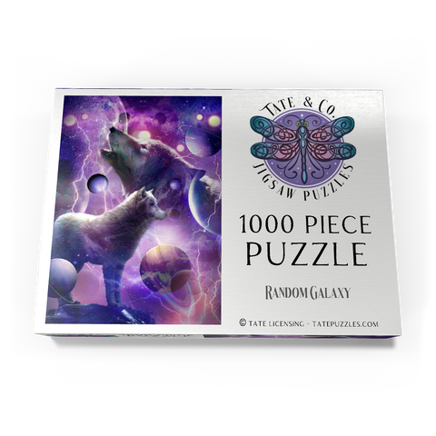 Darstellung des Puzzle Motivs Celestial Wolf Howling Under a Stormy Moon - Random Galaxy Celestial Wolf Howling Under a Stormy Moon - Random Galaxy 1000 Puzzle Schachtel Ansicht3