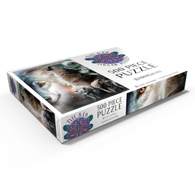 Darstellung des Puzzle Motivs Cosmic Howling Wolf in a Lunar Storm - Random Galaxy - Puzzleteile: 500