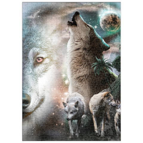 Darstellung des Puzzle Motivs Cosmic Howling Wolf in a Lunar Storm - Random Galaxy puzzleplate Cosmic Howling Wolf in a Lunar Storm - Random Galaxy 500 Puzzle