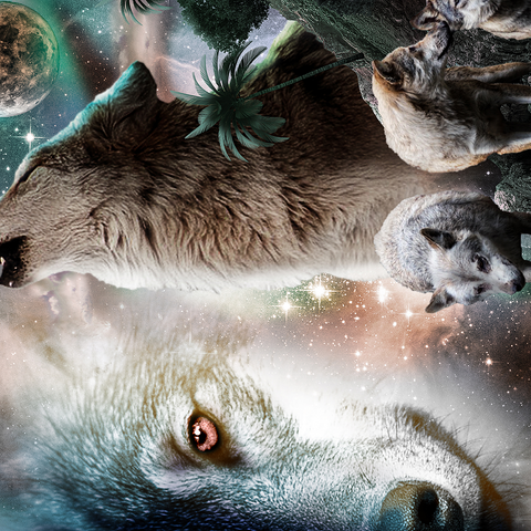 Darstellung des Puzzle Motivs Cosmic Howling Wolf in a Lunar Storm - Random Galaxy Cosmic Howling Wolf in a Lunar Storm - Random Galaxy 500 Puzzle 3D Modell