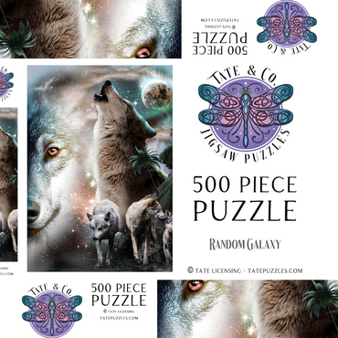 Darstellung des Puzzle Motivs Cosmic Howling Wolf in a Lunar Storm - Random Galaxy 500 Puzzle Schachtel 3D Modell