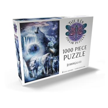 Darstellung des Puzzle Motivs Waterfall Wolf Howling Beside the Moonlight Falls - Random Galaxy 1000 Puzzle Schachtel Ansicht2