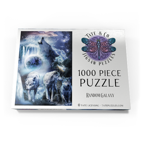 Darstellung des Puzzle Motivs Waterfall Wolf Howling Beside the Moonlight Falls - Random Galaxy Waterfall Wolf Howling Beside the Moonlight Falls - Random Galaxy 1000 Puzzle Schachtel Ansicht3