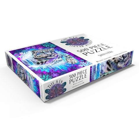 Darstellung des Puzzle Motivs Snow Leopard Animal Spirit - Sheena Pike Snow Leopard Animal Spirit - Sheena Pike 500 Puzzle Schachtel Ansicht1