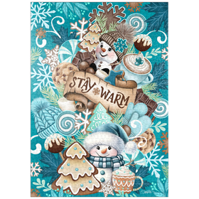 Darstellung des Puzzle-Motivs Sweet Snowman Christmas Stack - Sheena Pike – Puzzleteile: 1000