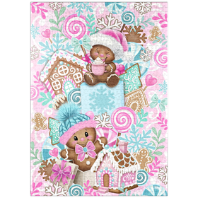 Darstellung des Puzzle-Motivs Sweet Gingerbread Christmas Stack - Sheena Pike – Puzzleteile: 1000