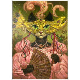 Darstellung des Puzzle-Motivs Incatneato Mardi Gras Cat - Jeff Haynie – Puzzleteile: 1000