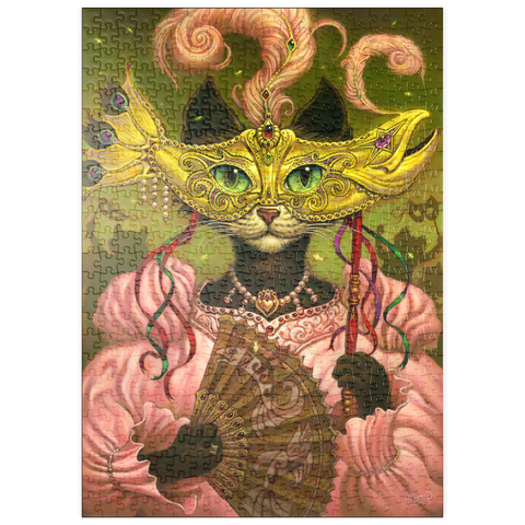 Darstellung des Puzzle Motivs Incatneato Mardi Gras Cat - Jeff Haynie puzzleplate Incatneato Mardi Gras Cat - Jeff Haynie 500 Puzzle