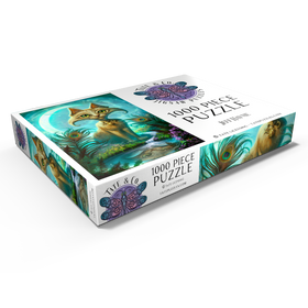 Darstellung des Puzzle Motivs Reflections Cat Green Reflection Pool - Jeff Haynie - Puzzleteile: 1000