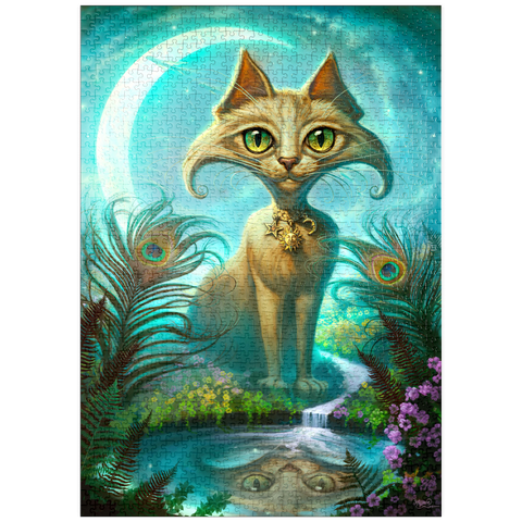 Darstellung des Puzzle Motivs Reflections Cat Green Reflection Pool - Jeff Haynie puzzleplate Reflections Cat Green Reflection Pool - Jeff Haynie 1000 Puzzle