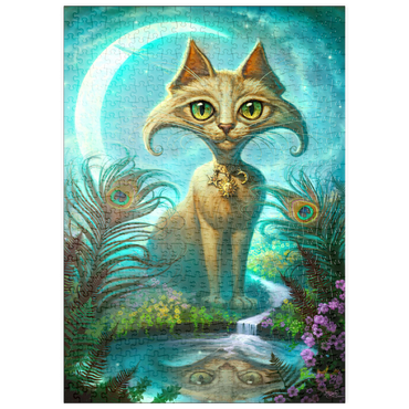Darstellung des Puzzle Motivs puzzleplate Reflections Cat Green Reflection Pool - Jeff Haynie 500 Puzzle