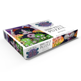 Darstellung des Puzzle Motivs Cats Aliens And Donuts - Jeff Haynie - Puzzleteile: 1000