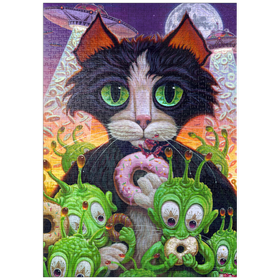 Darstellung des Puzzle-Motivs Cats Aliens And Donuts - Jeff Haynie – Puzzleteile: 1000