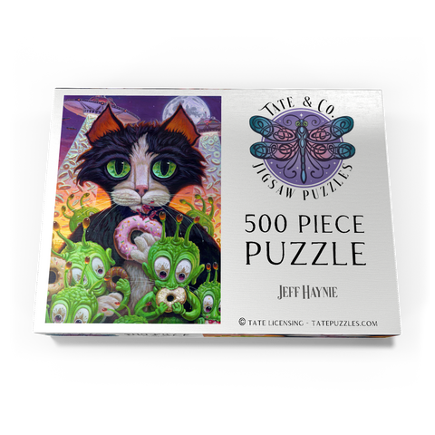 Darstellung des Puzzle Motivs Cats Aliens And Donuts - Jeff Haynie Cats Aliens And Donuts - Jeff Haynie 500 Puzzle Schachtel Ansicht3