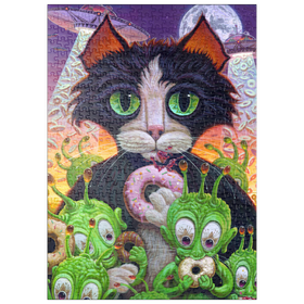 Darstellung des Puzzle-Motivs Cats Aliens And Donuts - Jeff Haynie – Puzzleteile: 500