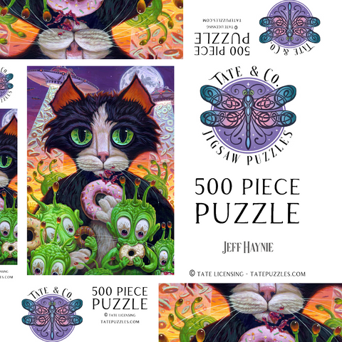 Darstellung des Puzzle Motivs Cats Aliens And Donuts - Jeff Haynie Cats Aliens And Donuts - Jeff Haynie 500 Puzzle Schachtel 3D Modell