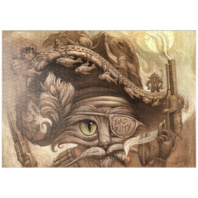 Darstellung des Puzzle-Motivs El Gato Loco Bandito Cat - Jeff Haynie – Puzzleteile: 1000