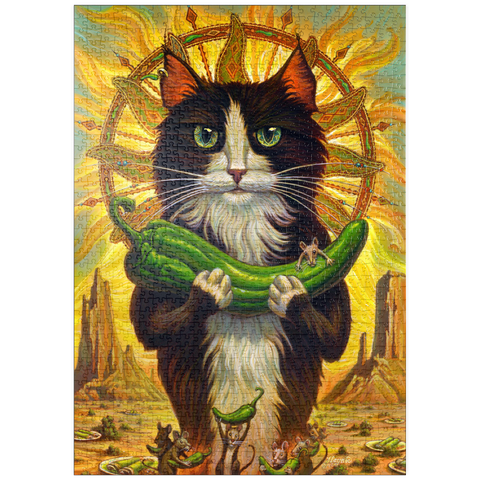 Darstellung des Puzzle Motivs Green Chile Cat - Jeff Haynie puzzleplate Green Chile Cat - Jeff Haynie 1000 Puzzle