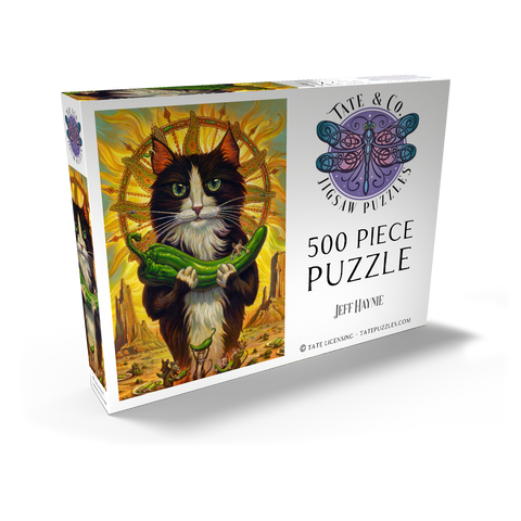 Darstellung des Puzzle Motivs Green Chile Cat - Jeff Haynie Green Chile Cat - Jeff Haynie 500 Puzzle Schachtel Ansicht2