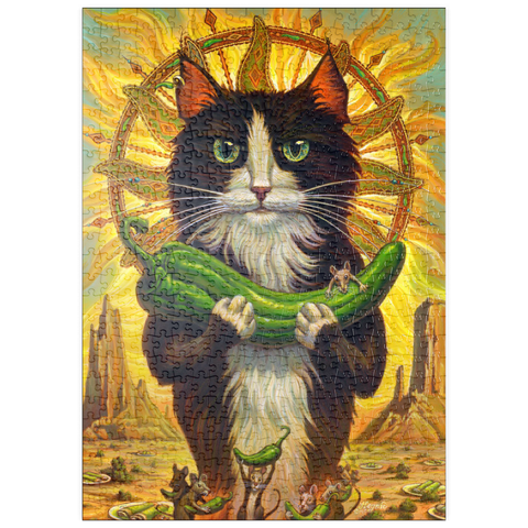 Darstellung des Puzzle Motivs Green Chile Cat - Jeff Haynie puzzleplate Green Chile Cat - Jeff Haynie 500 Puzzle