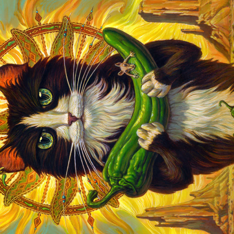 Darstellung des Puzzle Motivs Green Chile Cat - Jeff Haynie Green Chile Cat - Jeff Haynie 500 Puzzle 3D Modell