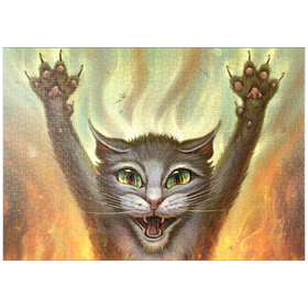 Darstellung des Puzzle-Motivs Psycho Cat - Jeff Haynie – Puzzleteile: 1000