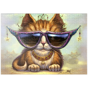 Darstellung des Puzzle Motivs Just Be Sunglasses Cool Cat - Jeff Haynie - Puzzleteile: 1000