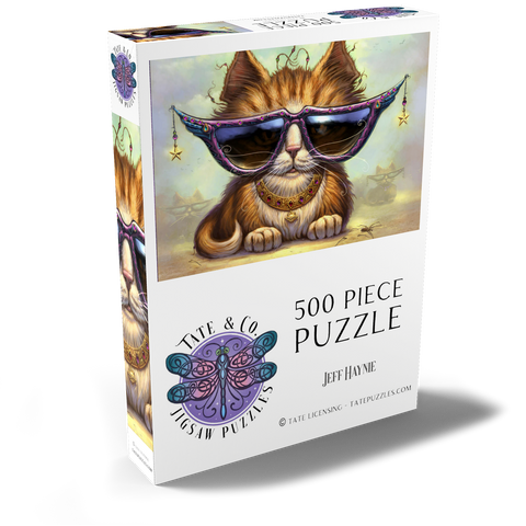 Darstellung des Puzzle Motivs Just Be Sunglasses Cool Cat - Jeff Haynie Just Be Sunglasses Cool Cat - Jeff Haynie 500 Puzzle Schachtel Ansicht2
