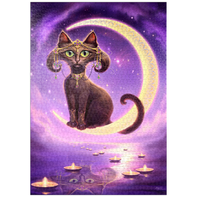 Darstellung des Puzzle Motivs Luna Crescent Moon Cat - Jeff Haynie - Puzzleteile: 1000
