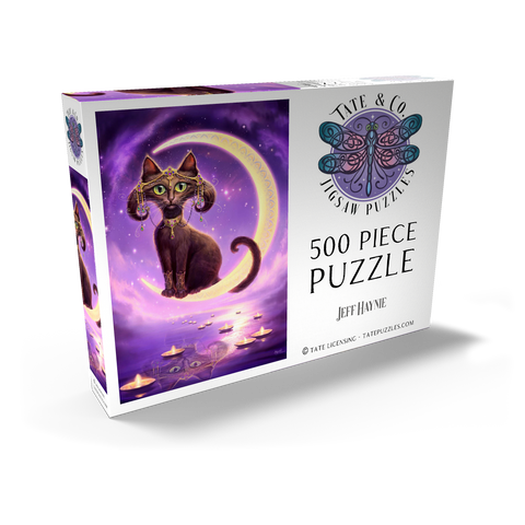 Darstellung des Puzzle Motivs Luna Crescent Moon Cat - Jeff Haynie Luna Crescent Moon Cat - Jeff Haynie 500 Puzzle Schachtel Ansicht2