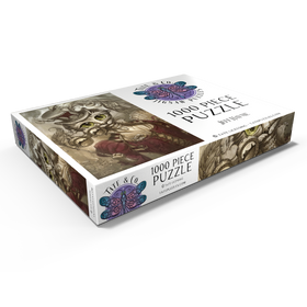 Darstellung des Puzzle Motivs Lady Steam Steampunk Cat - Jeff Haynie - Puzzleteile: 1000