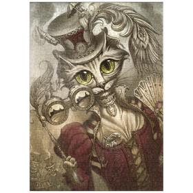 Darstellung des Puzzle Motivs Lady Steam Steampunk Cat - Jeff Haynie - Puzzleteile: 1000