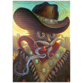 Darstellung des Puzzle Motivs Turquoise Kid Cowboy Cat - Jeff Haynie - Puzzleteile: 1000