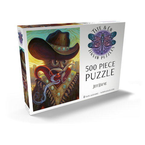 Darstellung des Puzzle Motivs Turquoise Kid Cowboy Cat - Jeff Haynie Turquoise Kid Cowboy Cat - Jeff Haynie 500 Puzzle Schachtel Ansicht2