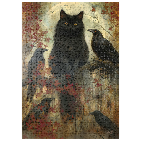 Darstellung des Puzzle Motivs Friends Ravens And Cats - Jeff Haynie puzzleplate Friends Ravens And Cats - Jeff Haynie 500 Puzzle