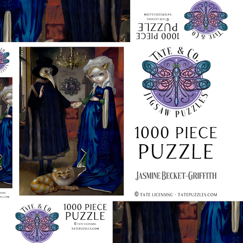 Darstellung des Puzzle Motivs Alice in a Van Eyck Portrait - Jasmine Becket-Griffith Alice in a Van Eyck Portrait - Jasmine Becket-Griffith 1000 Puzzle Schachtel 3D Modell