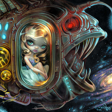 Darstellung des Puzzle Motivs Anglerfish Starship - Jasmine Becket-Griffith 500 Puzzle 3D Modell
