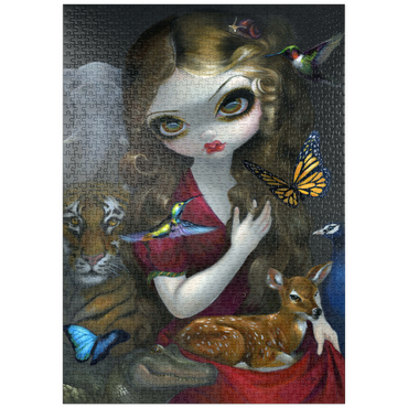 Darstellung des Puzzle Motivs puzzleplate Fauna Girl With Animals- Jasmine Becket-Griffith 1000 Puzzle
