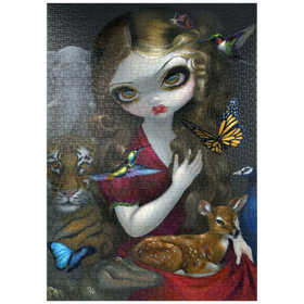 Darstellung des Puzzle Motivs Fauna Girl With Animals- Jasmine Becket-Griffith - Puzzleteile: 1000