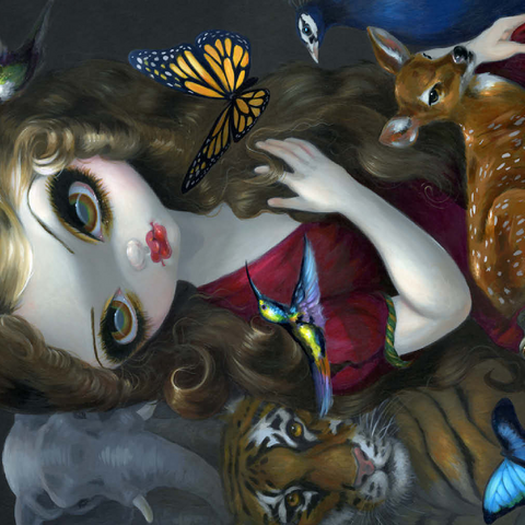 Darstellung des Puzzle Motivs Fauna Girl With Animals- Jasmine Becket-Griffith Fauna Girl With Animals- Jasmine Becket-Griffith 500 Puzzle 3D Modell