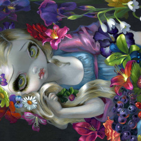 Darstellung des Puzzle Motivs Flora Girl with Flowers - Jasmine Becket-Griffith Flora Girl with Flowers - Jasmine Becket-Griffith 500 Puzzle 3D Modell