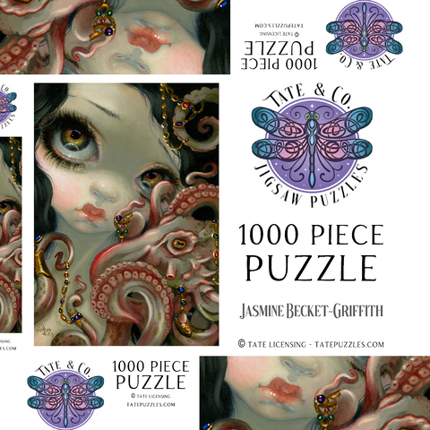 Darstellung des Puzzle Motivs Jeweled Octopus - Jasmine Becket-Griffith Jeweled Octopus - Jasmine Becket-Griffith 1000 Puzzle Schachtel 3D Modell