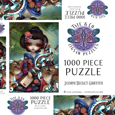 Darstellung des Puzzle Motivs Kirin and Bakeneko Cats - Jasmine Becket-Griffith 1000 Puzzle Schachtel 3D Modell