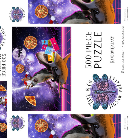 Darstellung des Puzzle Motivs Christmas Cat Riding Shark in Space - Random Galaxy Christmas Cat Riding Shark in Space - Random Galaxy 500 Puzzle Schachtel 3D Modell