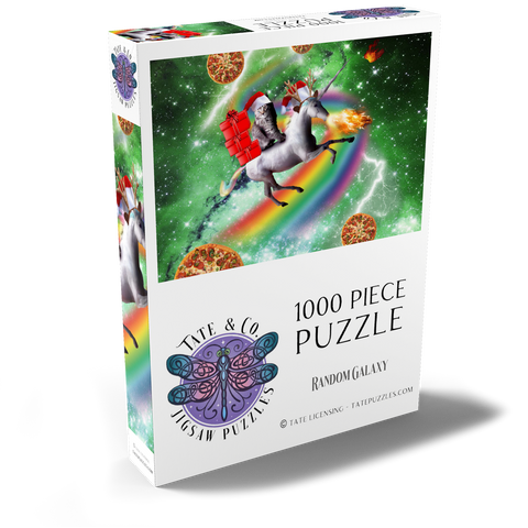 Darstellung des Puzzle Motivs Christmas Unicorn Cat Adventuring in Space - Random Galaxy Christmas Unicorn Cat Adventuring in Space - Random Galaxy 1000 Puzzle Schachtel Ansicht2