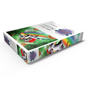 Alternative Darstellung des Puzzle-Motivs Christmas Unicorn Cat Adventuring in Space - Random Galaxy – Puzzleteile: 500