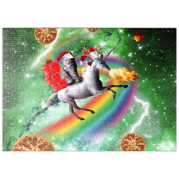 Darstellung des Puzzle Motivs puzzleplate Christmas Unicorn Cat Adventuring in Space - Random Galaxy 500 Puzzle