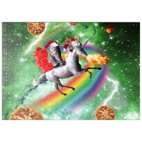 Darstellung des Puzzle Motivs Christmas Unicorn Cat Adventuring in Space - Random Galaxy - Puzzleteile: 500