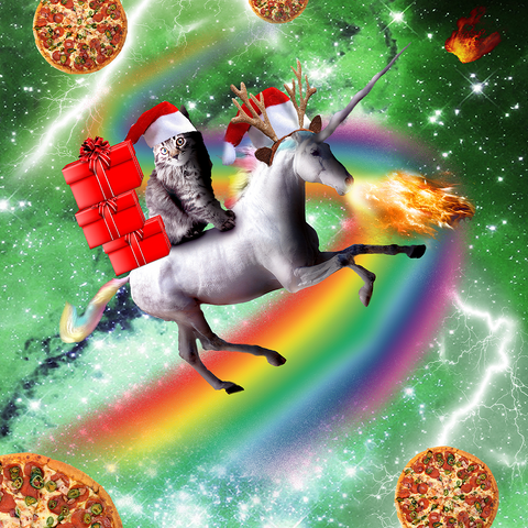 Darstellung des Puzzle Motivs Christmas Unicorn Cat Adventuring in Space - Random Galaxy Christmas Unicorn Cat Adventuring in Space - Random Galaxy 500 Puzzle 3D Modell